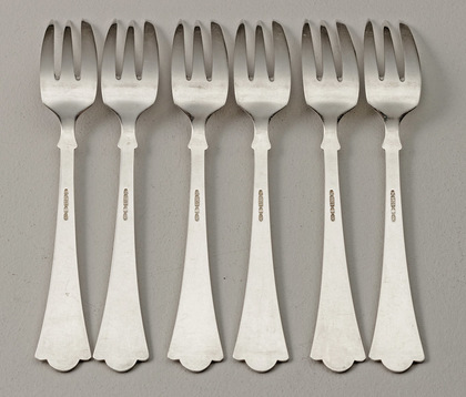 Norwegian Silver Cake Forks (Set of 6) - Magnus Aase, Lilje (Lily) Pattern